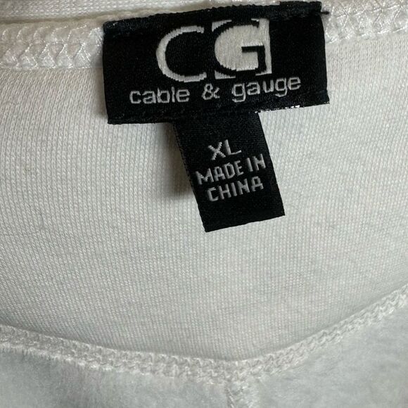 Cable & Gauge white fleece lined vest cardigan size XL - Picture 6 of 7
